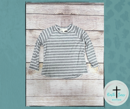 Grey and Ivory Striped Long Sleeve