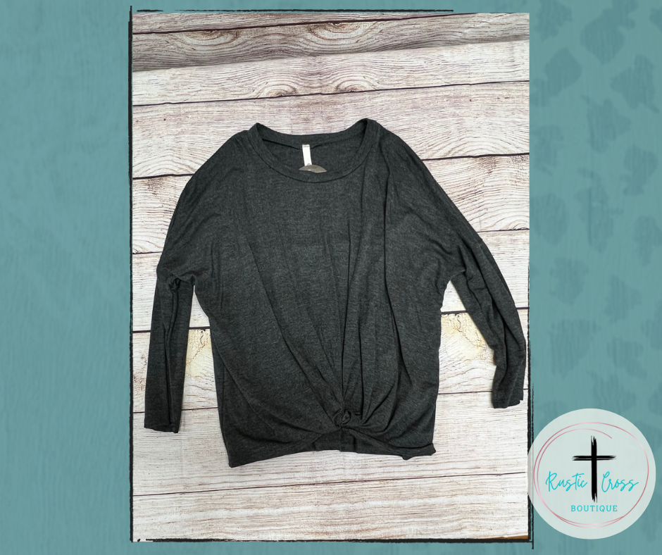 Grey with Knot Detail Long Sleeve