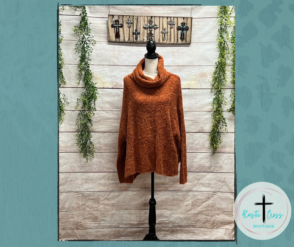 Rust Cowl Neck Sweater